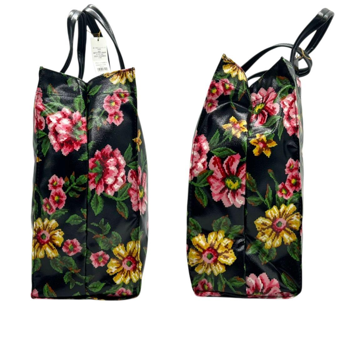 フェイラー FEILER トートバッグ 黒 ブラック 花柄 フラワー ワンショルダー PVC ハンドバッグ ピンク イエロー 肩掛け可 ロゴ E レディース