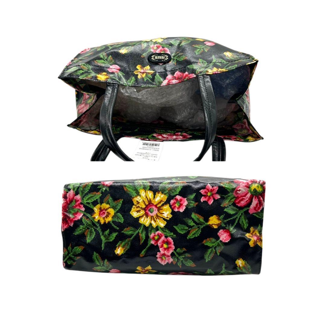 フェイラー FEILER トートバッグ 黒 ブラック 花柄 フラワー ワンショルダー PVC ハンドバッグ ピンク イエロー 肩掛け可 ロゴ E レディース