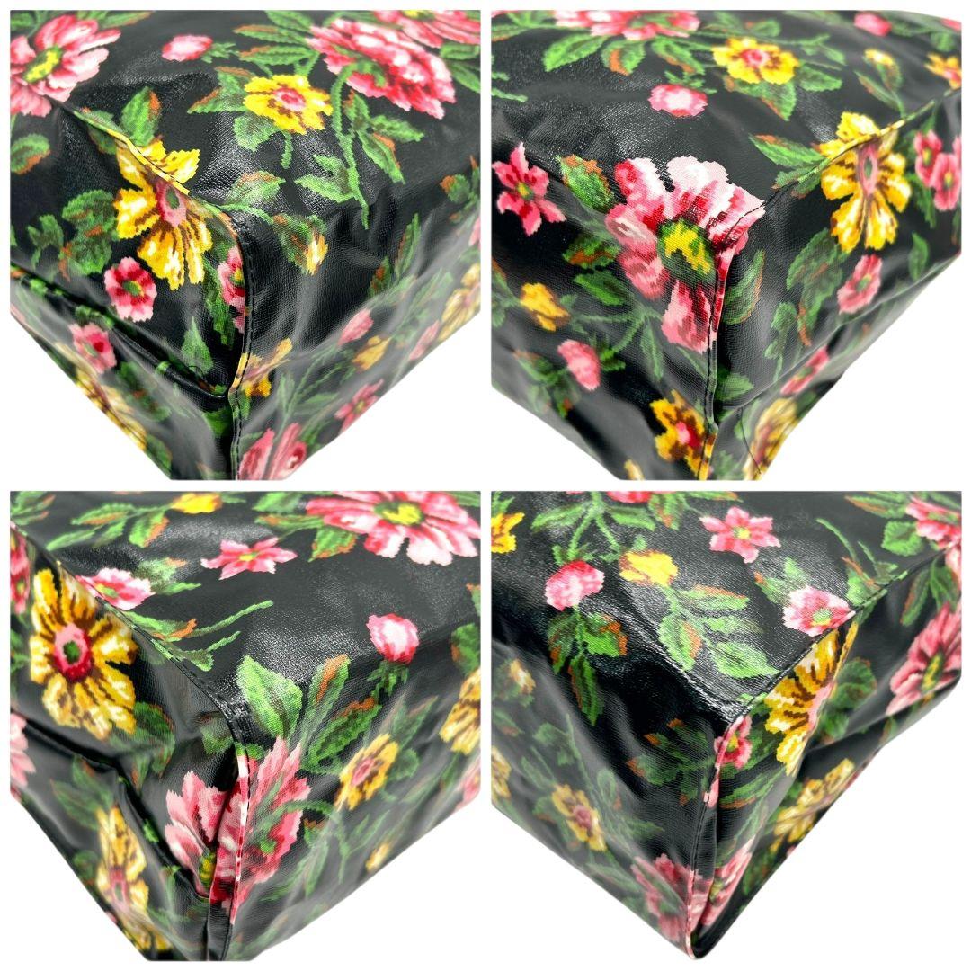 フェイラー FEILER トートバッグ 黒 ブラック 花柄 フラワー ワンショルダー PVC ハンドバッグ ピンク イエロー 肩掛け可 ロゴ E レディース