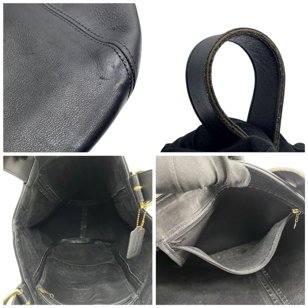 コーチ トートバッグ 黒 オールドコーチ ワンショル A4収納 COACH u12 ハンドバッグ レザー 本革 肩掛け可 肩かけ可 ゴールド金具 ロゴタグ ブラック 上品 クラシック デイリーユース