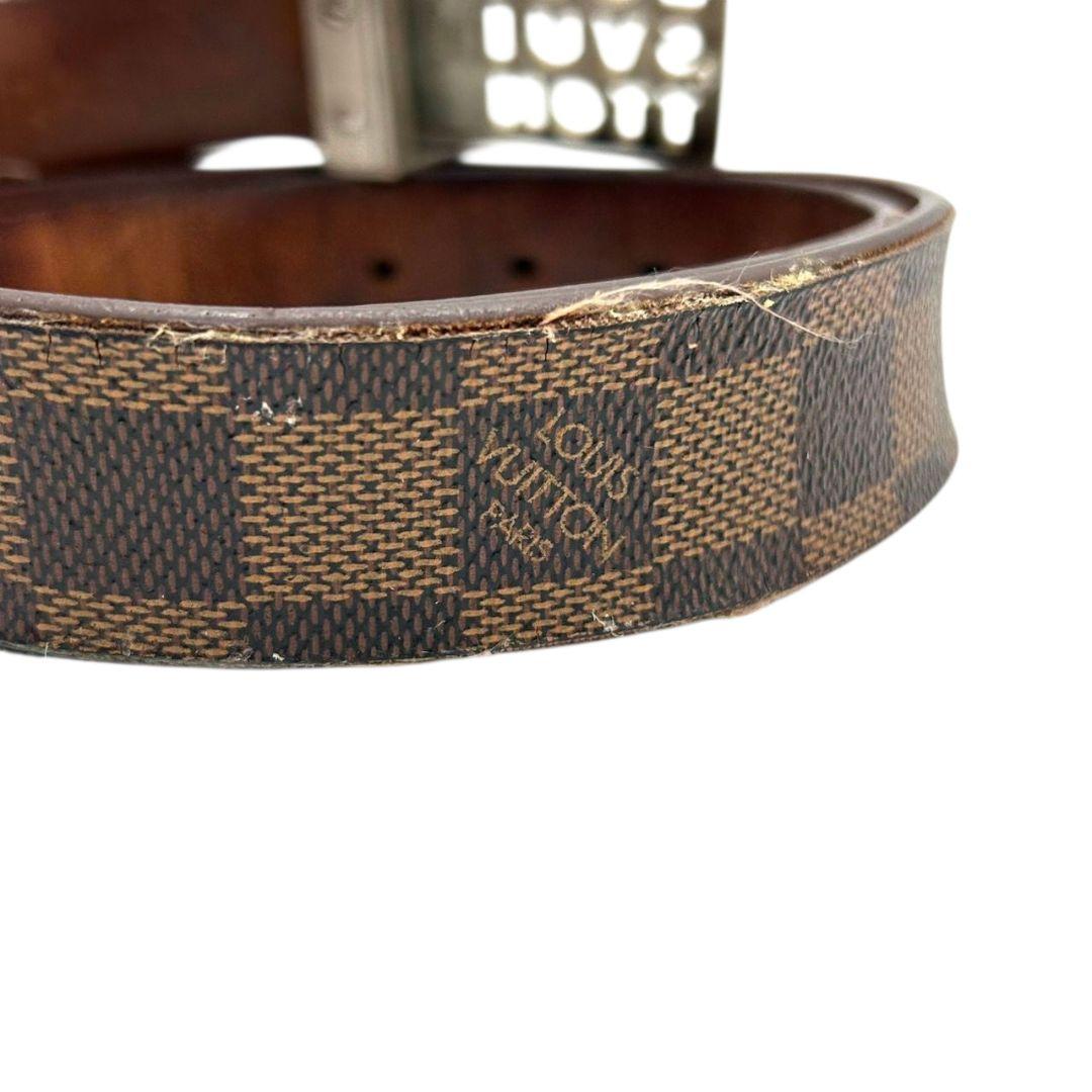 ルイヴィトン ベルト 茶 ブラウン ダミエ サンチュール ロゴプレート PX-1 レザー 本革 高級 ブランド メンズ LOUIS VUITTON