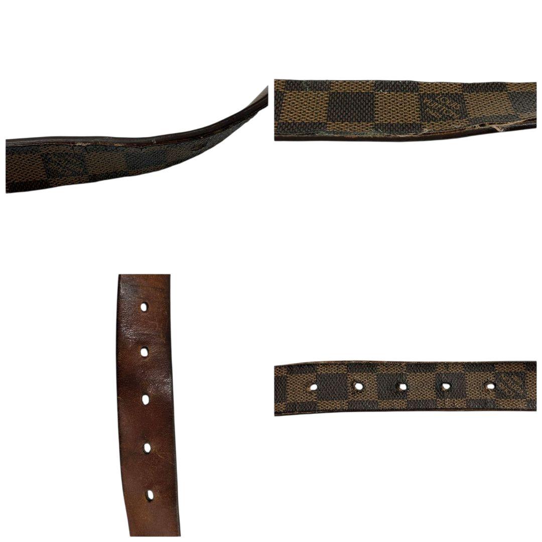 ルイヴィトン ベルト 茶 ブラウン ダミエ サンチュール ロゴプレート PX-1 レザー 本革 高級 ブランド メンズ LOUIS VUITTON