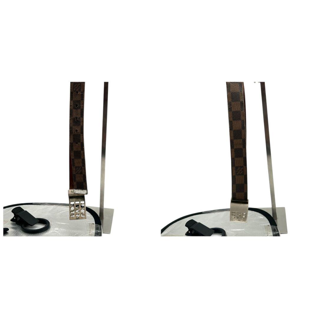 ルイヴィトン ベルト 茶 ブラウン ダミエ サンチュール ロゴプレート PX-1 レザー 本革 高級 ブランド メンズ LOUIS VUITTON