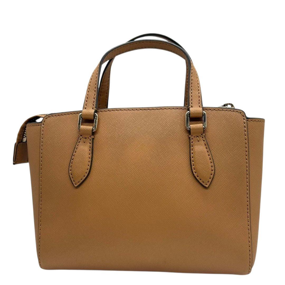 美品 トリーバーチ ハンドバッグ 茶 サフィアーノ 2way レザー PVC s42 ショルダーバッグ トートバッグ 自立可 斜め掛け可 ブラウン ゴールド金具 ロゴプレート 本革 TORY BURCH