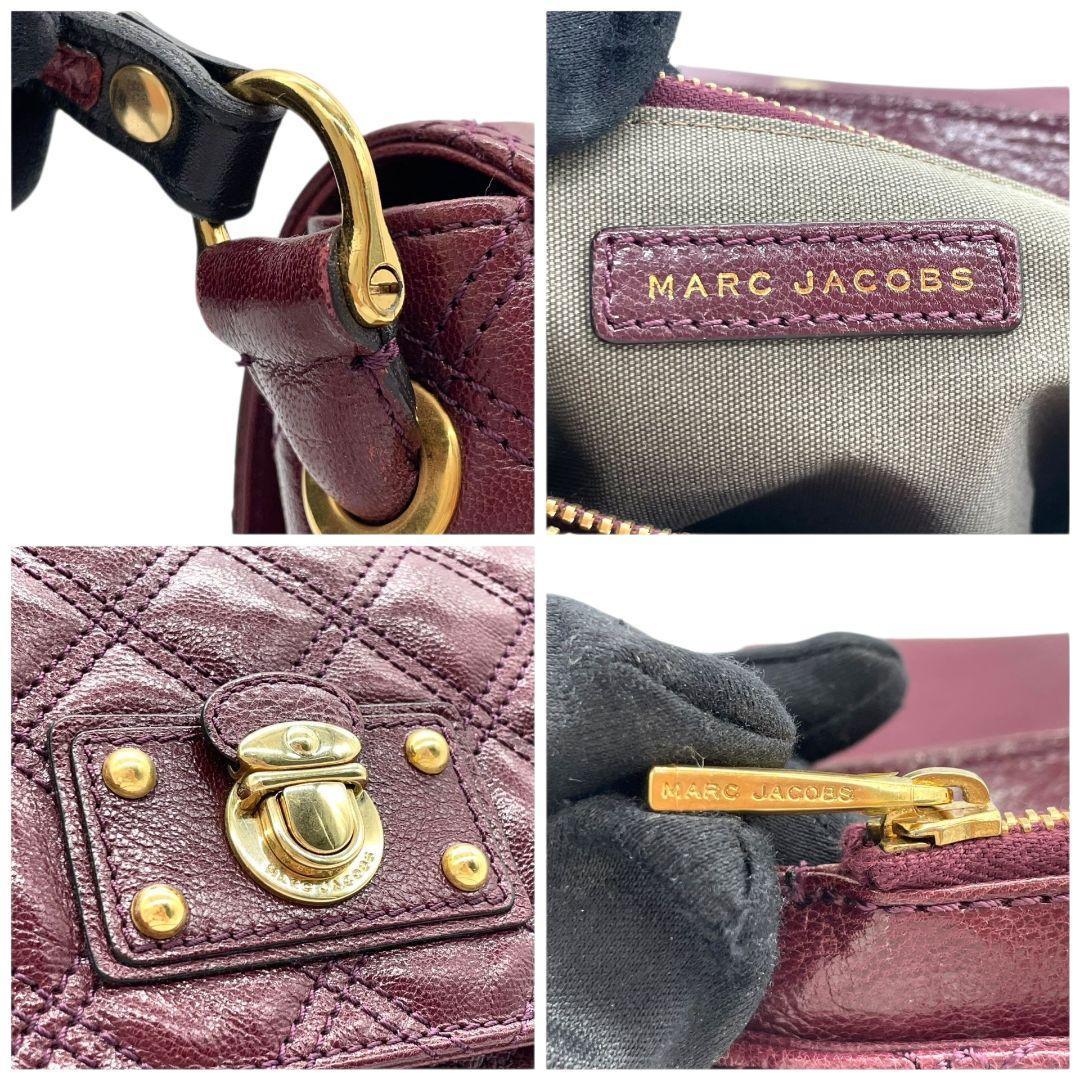 マークジェイコブス MARC JACOBS ショルダーバッグ ワインレッド レッド キルティング フラップ 2way 斜め掛け可 レザー 本革 ゴールド金具 ターンロック T1 レディース