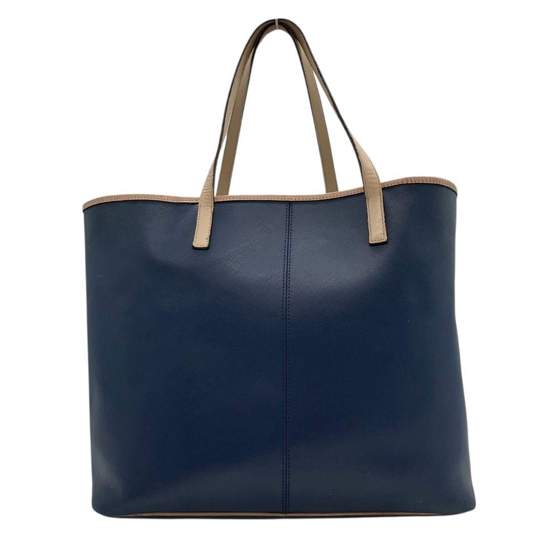 COACH コーチ トートバッグ ネイビー 紺 ベージュ デカロゴ ワンショルダー レザー 本革 ハンドバッグ A4収納 自立可 肩掛け可 シルバー金具 ロゴ F31315 u12 高級感