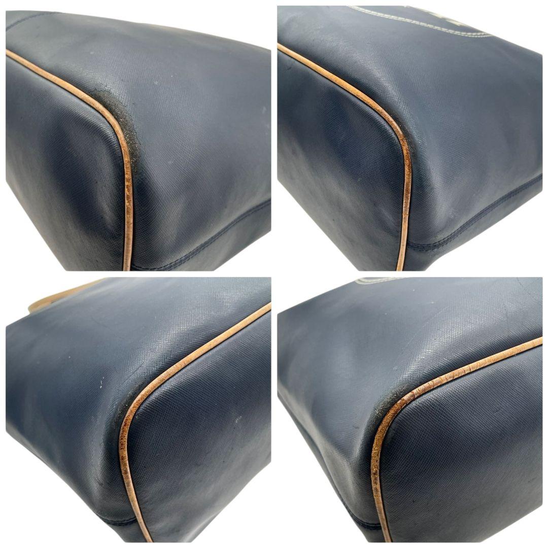 COACH コーチ トートバッグ ネイビー 紺 ベージュ デカロゴ ワンショルダー レザー 本革 ハンドバッグ A4収納 自立可 肩掛け可 シルバー金具 ロゴ F31315 u12 高級感