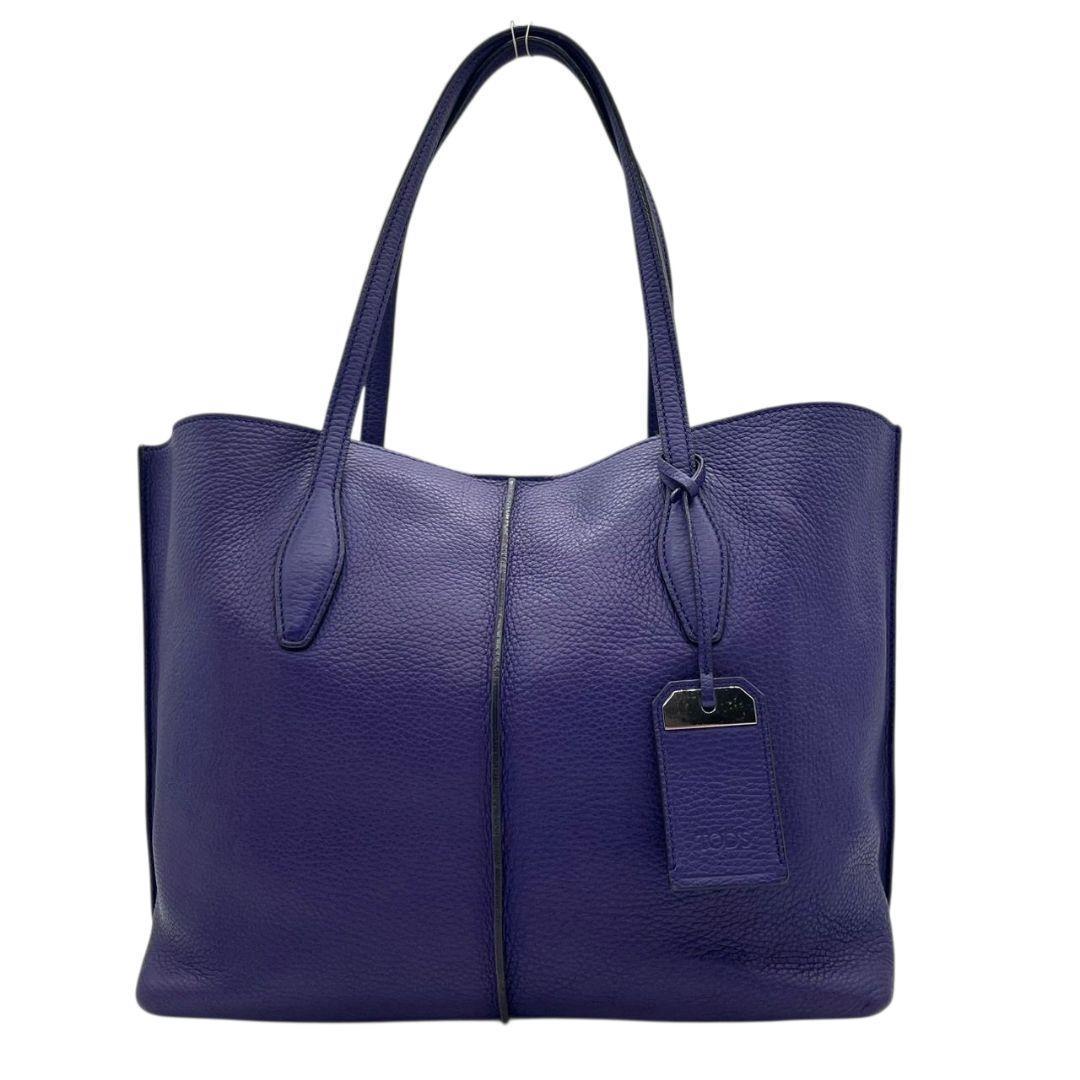 トッズ TOD'S トートバッグ パープル レザー シボ革 本革 ハンドバッグ ワンショルダー A4収納 肩掛け可 ロゴチャーム 上品 おしゃれ ヴィンテージ u2