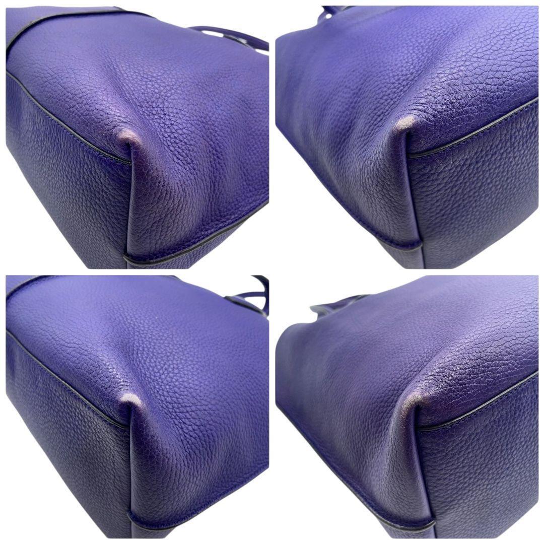 トッズ TOD'S トートバッグ パープル レザー シボ革 本革 ハンドバッグ ワンショルダー A4収納 肩掛け可 ロゴチャーム 上品 おしゃれ ヴィンテージ u2