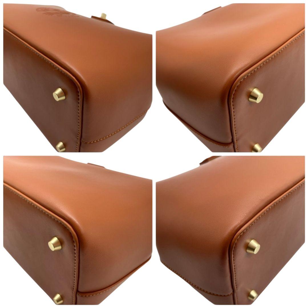 スターバックス　ハンドバッグ　茶　ロゴ　がま口　斜め掛け可　2way　F　ショルダーバッグ　トートバッグ　レザー　本革　ブラウン　ゴールド金具