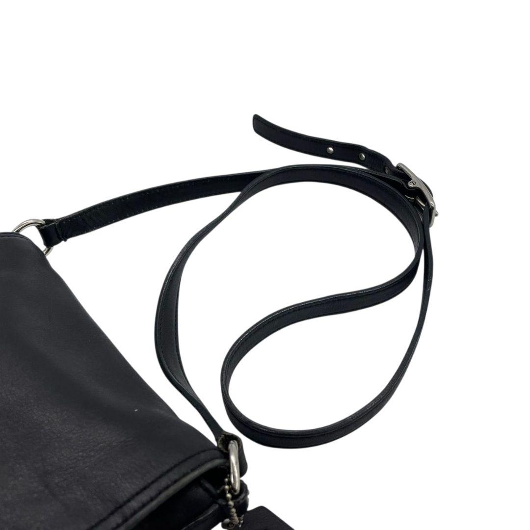 コーチ COACH ショルダーバッグ 黒 オールドコーチ フラップ ベルト レザー ハンドバッグ 本革 ブラック 斜め掛け可 シルバー金具 ロゴタグ 9592 T6 レディース