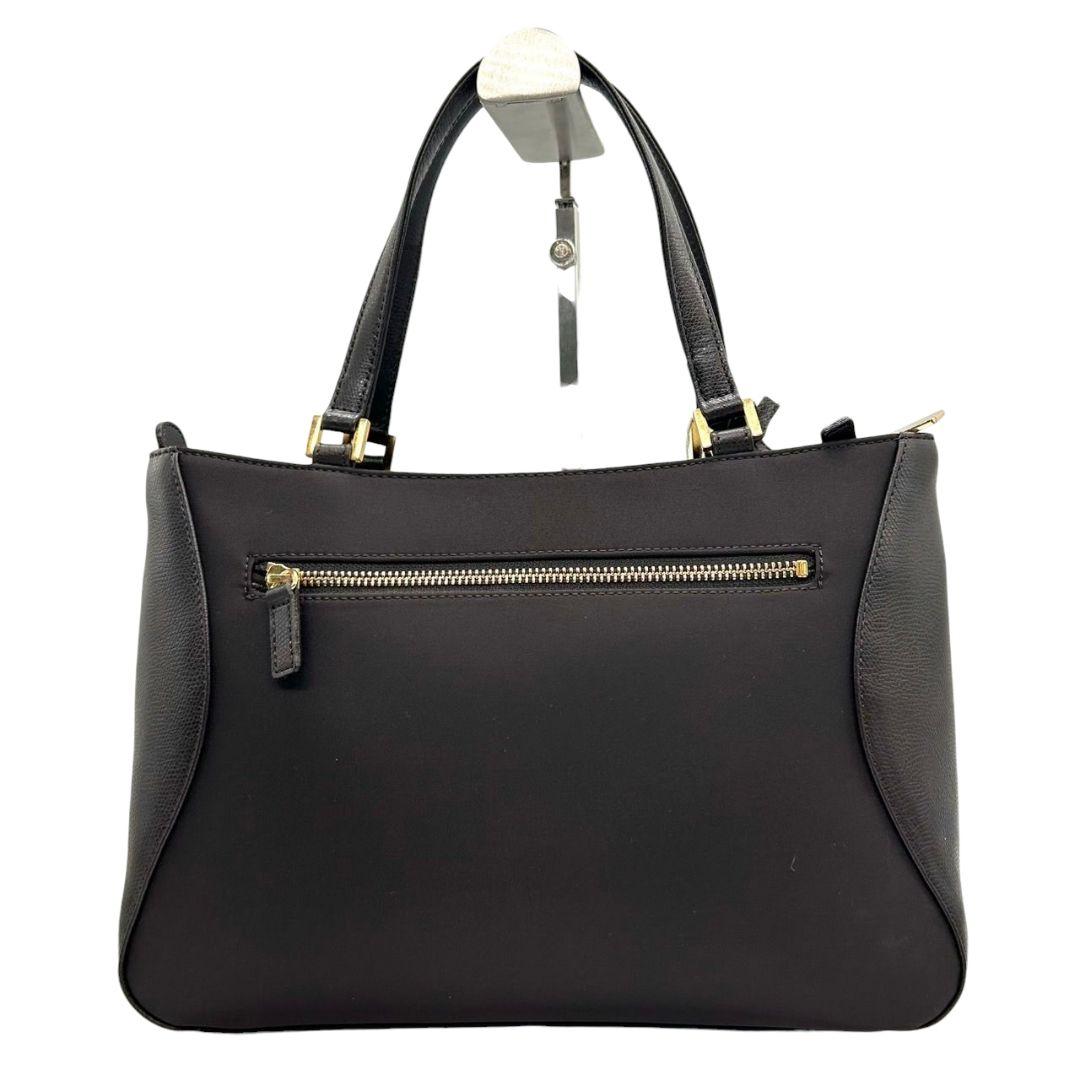 ハナエモリ ハンドバッグ 茶 ワンショルダー ナイロン レザー s16 トートバッグ ダークブラウン ゴールド金具 肩掛け可 肩かけ可 本革 HANAE MORI