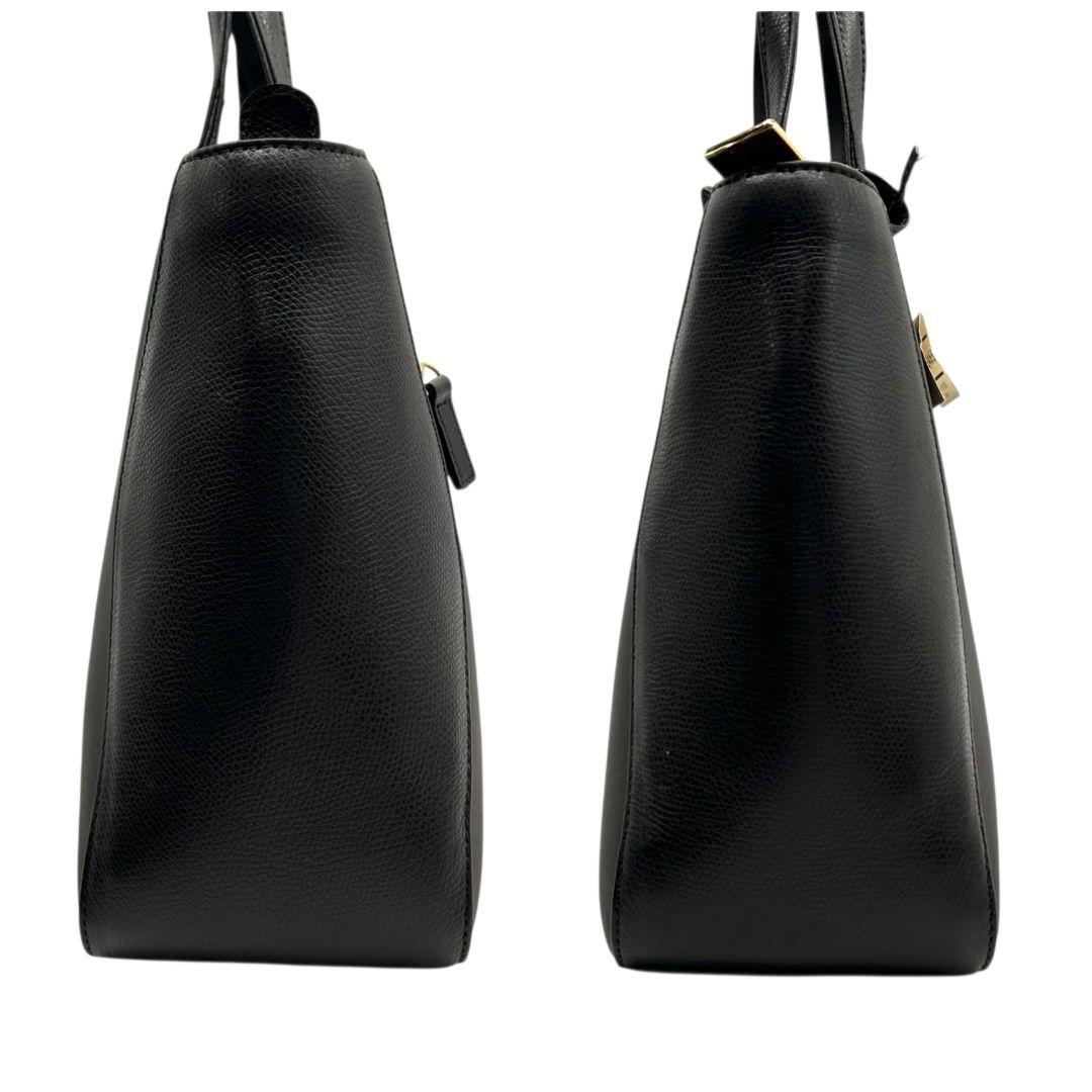 ハナエモリ ハンドバッグ 茶 ワンショルダー ナイロン レザー s16 トートバッグ ダークブラウン ゴールド金具 肩掛け可 肩かけ可 本革 HANAE MORI