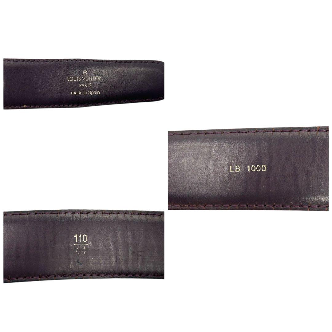 ルイヴィトン ベルト 赤 ワインレッド 黒 ブラック サンチュール クラシック タイガ PX-1 レザー 本革 ゴールド金具 ロゴ LB1000 LOUIS VUITTON