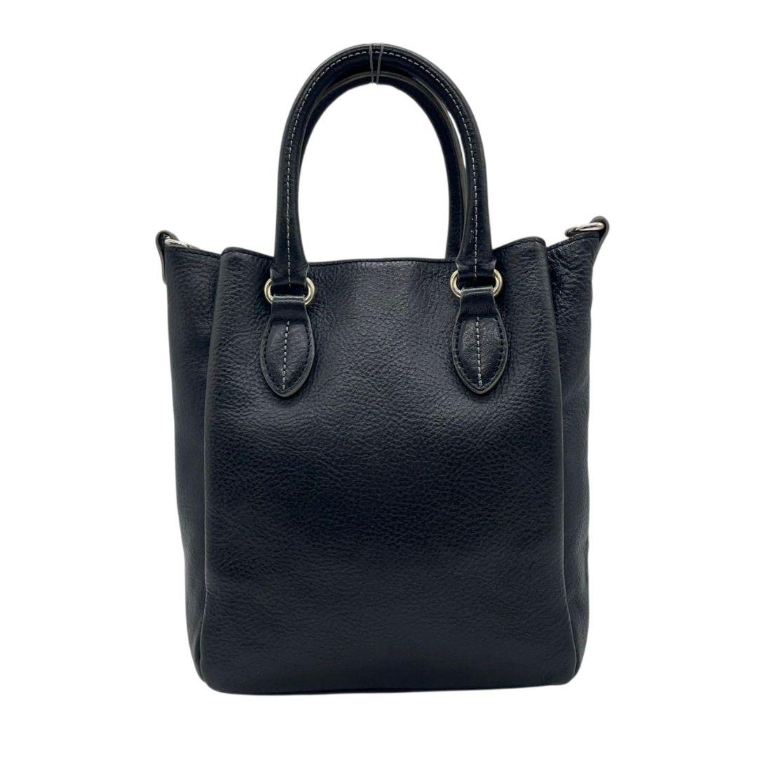 ラシット　ハンドバッグ　黒　モノグラム　型押し　2way　斜め掛け可　s94　トートバッグ　ショルダーバッグ　本革　ブラック　シルバー金具　russet