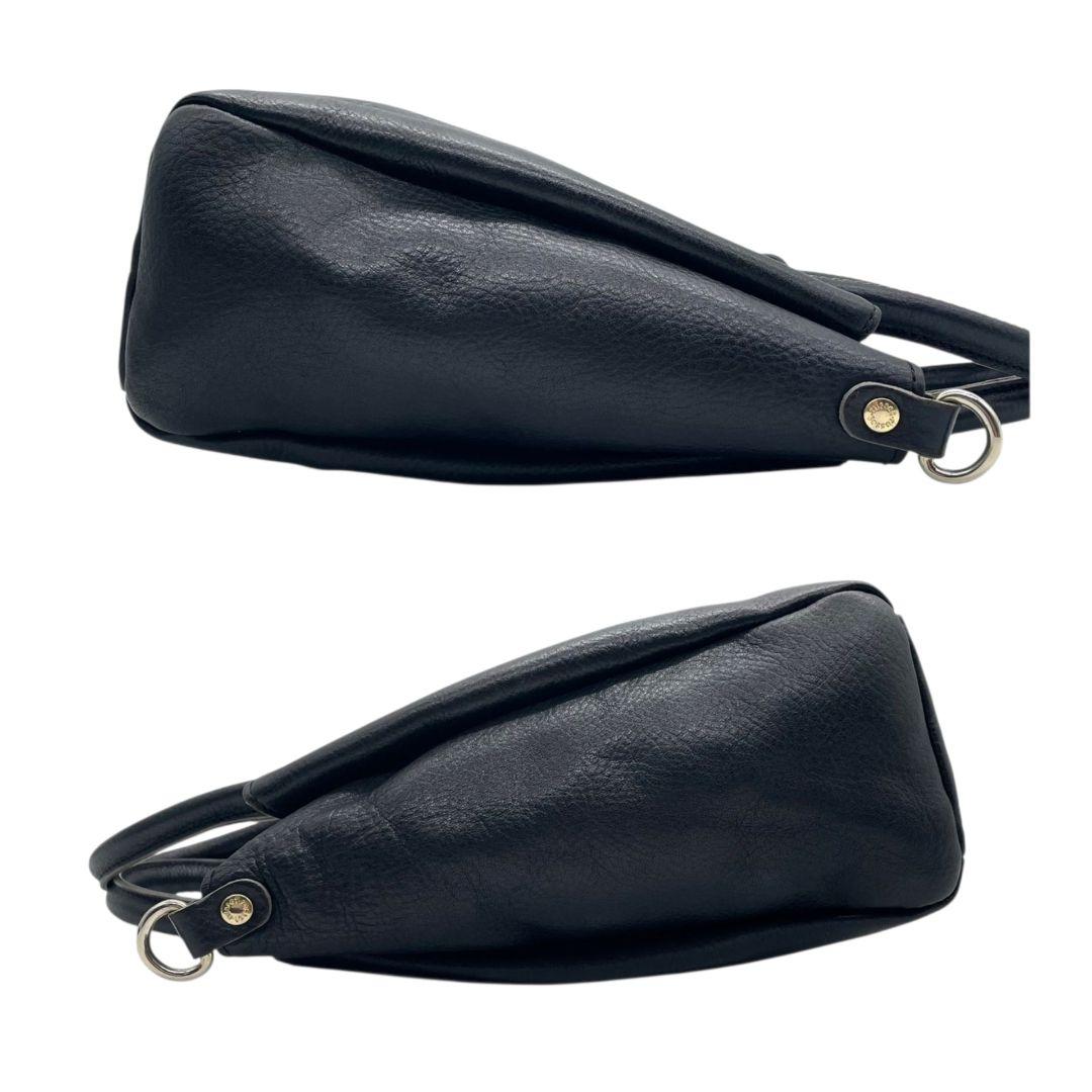 ラシット　ハンドバッグ　黒　モノグラム　型押し　2way　斜め掛け可　s94　トートバッグ　ショルダーバッグ　本革　ブラック　シルバー金具　russet