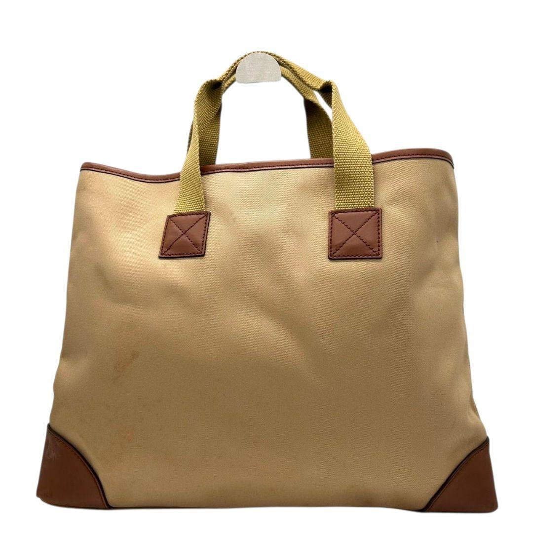 ポロラルフローレン　トートバッグ　茶　ロゴプレート　A4収納　キャンバス　T5　ハンドバッグ　レザー　本革　ブラウン　ベージュ　イエロー　Polo Ralph Lauren　オシャレ　本物保証　鑑定済　スピード発送