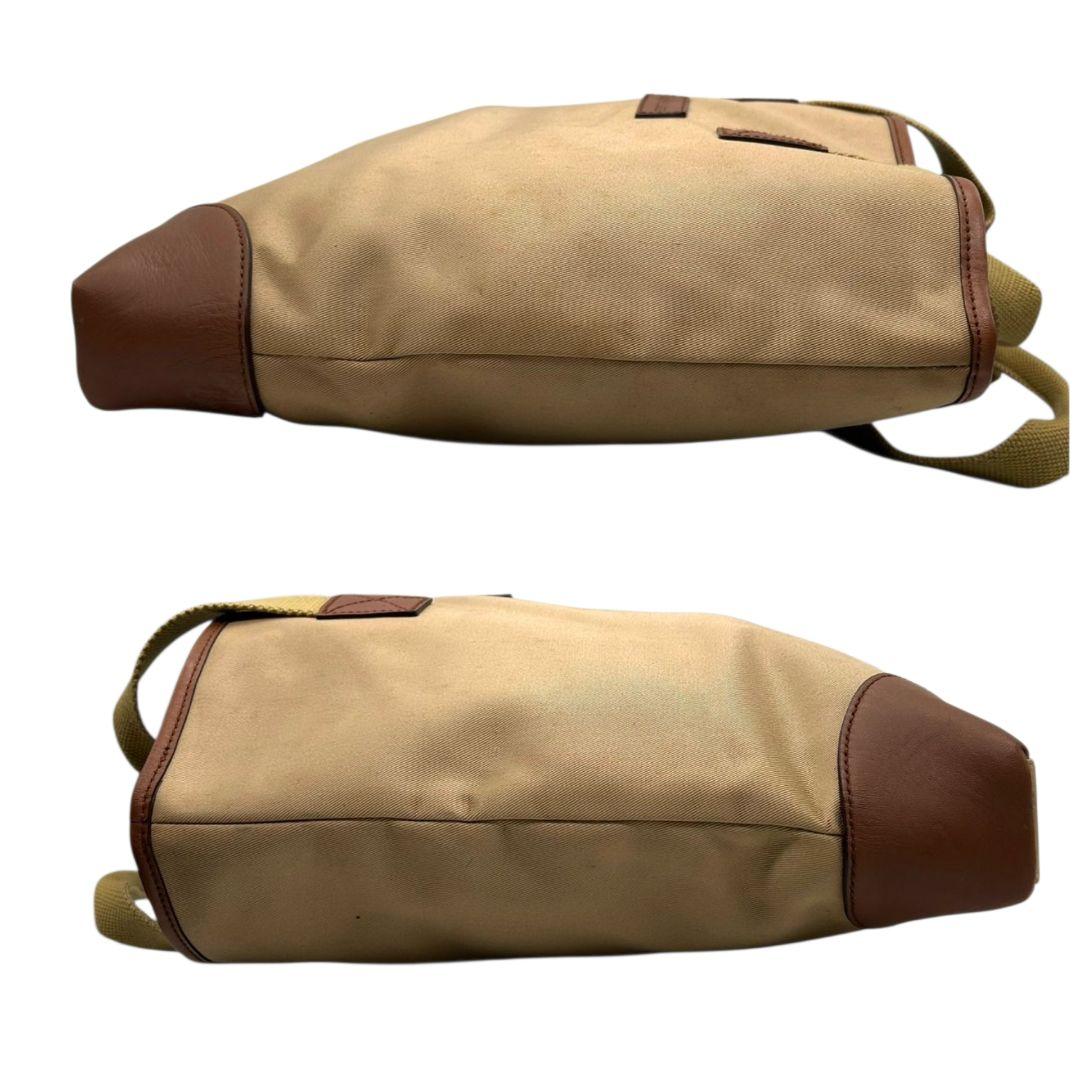 ポロラルフローレン　トートバッグ　茶　ロゴプレート　A4収納　キャンバス　T5　ハンドバッグ　レザー　本革　ブラウン　ベージュ　イエロー　Polo Ralph Lauren　オシャレ　本物保証　鑑定済　スピード発送