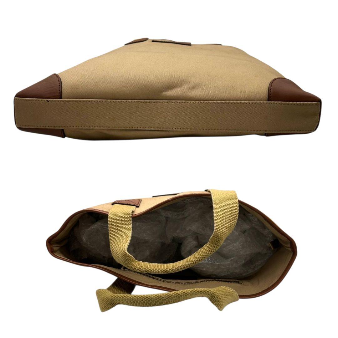 ポロラルフローレン　トートバッグ　茶　ロゴプレート　A4収納　キャンバス　T5　ハンドバッグ　レザー　本革　ブラウン　ベージュ　イエロー　Polo Ralph Lauren　オシャレ　本物保証　鑑定済　スピード発送