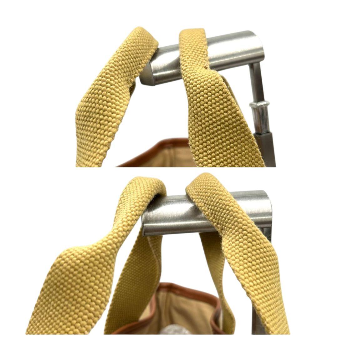 ポロラルフローレン　トートバッグ　茶　ロゴプレート　A4収納　キャンバス　T5　ハンドバッグ　レザー　本革　ブラウン　ベージュ　イエロー　Polo Ralph Lauren　オシャレ　本物保証　鑑定済　スピード発送