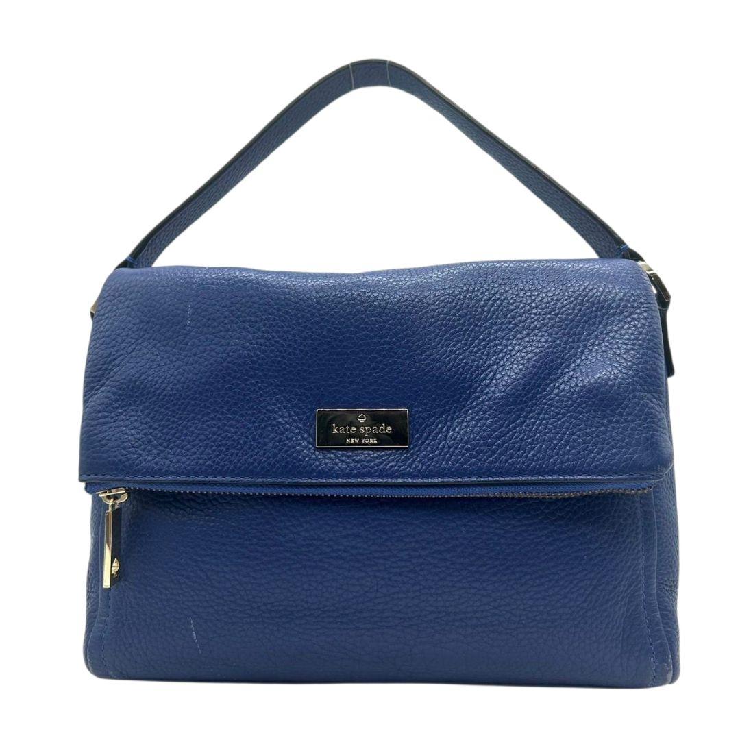 ケイトスペード kate spade ショルダーバッグ 紺 ネイビー フラップ 2way 斜め掛け可 レザー 本革 ハンドバッグ トートバッグ ロゴプレート シルバー金具 s63 レディース
