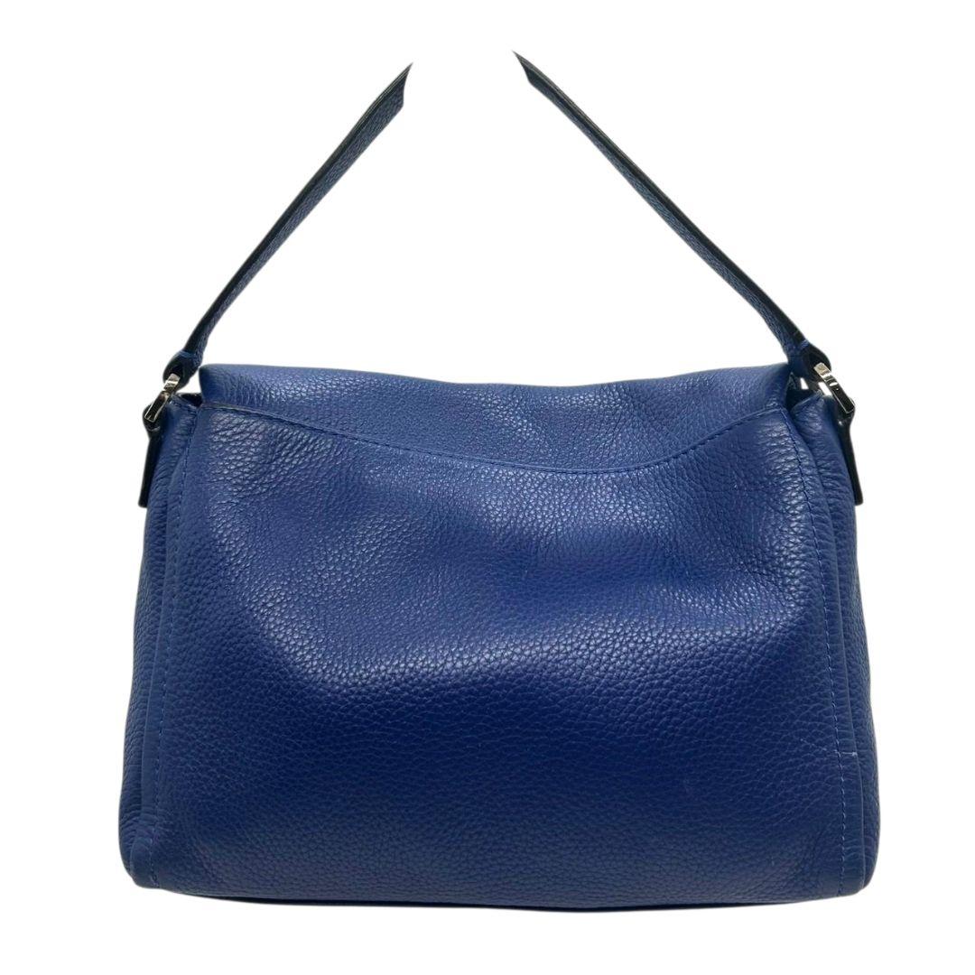 ケイトスペード kate spade ショルダーバッグ 紺 ネイビー フラップ 2way 斜め掛け可 レザー 本革 ハンドバッグ トートバッグ ロゴプレート シルバー金具 s63 レディース