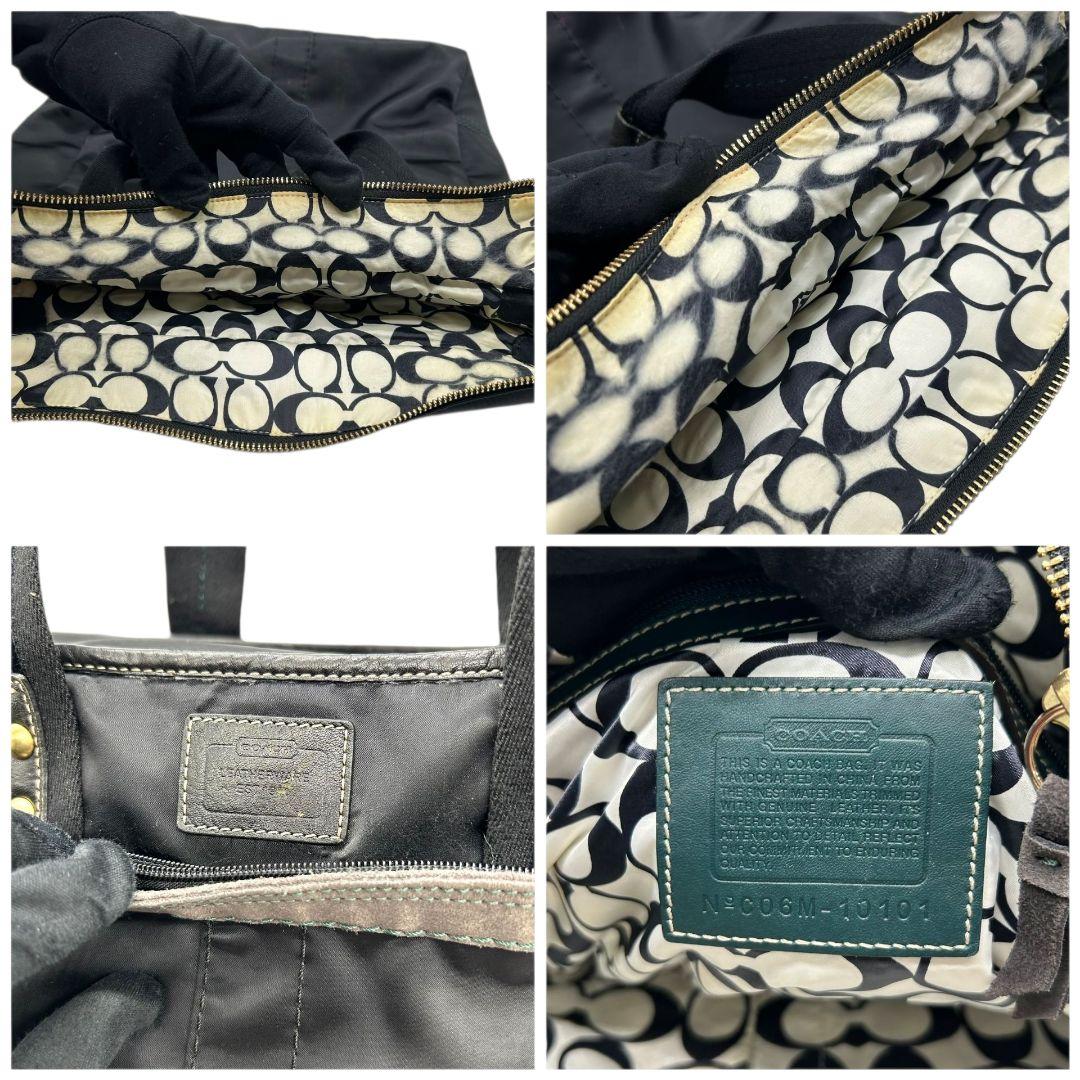 コーチ トートバッグ 黒 ワンショルダー チャーム付き ナイロン A4収納 s23 ハンドバッグ 肩掛け可 レザー 本革 ブラック COACH 10101