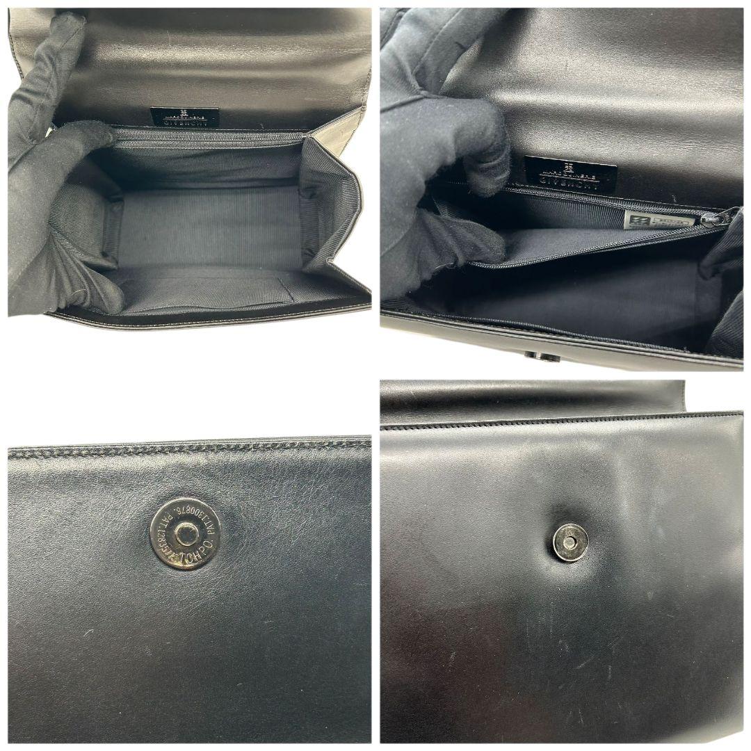 ジバンシィ GIVENCHY ハンドバッグ トートバッグ 黒 ブラック レザー 本革 4Gロゴ フラップ ロゴプレート 自立可 シルバー金具 レディース