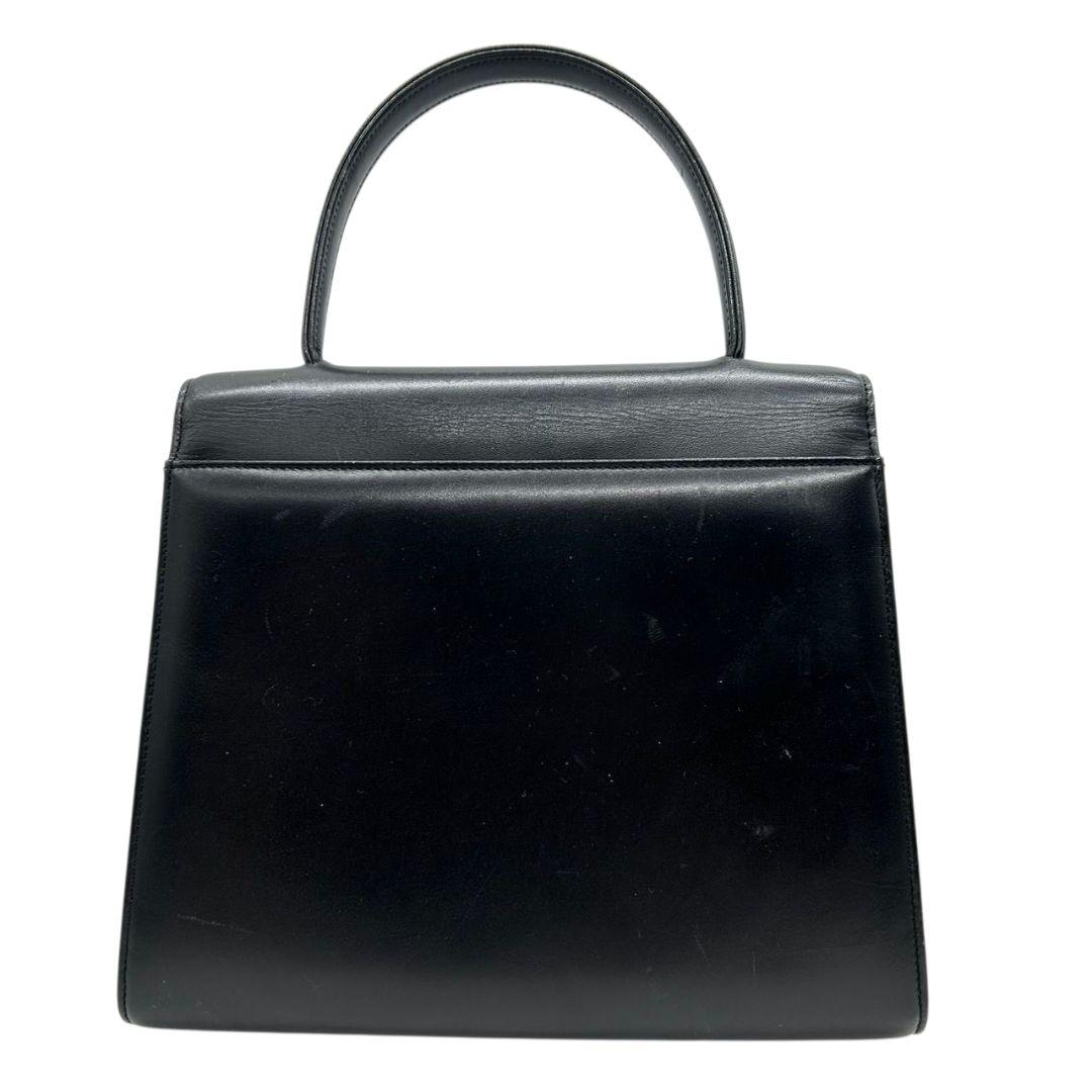 ジバンシィ GIVENCHY ハンドバッグ トートバッグ 黒 ブラック レザー 本革 4Gロゴ フラップ ロゴプレート 自立可 シルバー金具 レディース