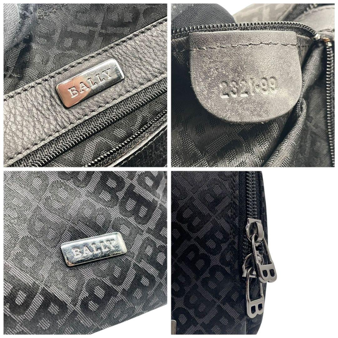 BALLY バリー ハンドバッグ ブラック 黒 総柄 キャンバス レザー 本革 トートバッグ ロゴプレート シルバー金具 2321-99 u17 レディース ビジネス 上品 高級感