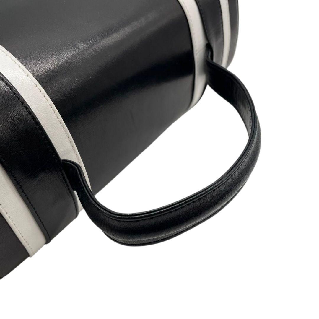 ロド ハンドバッグ 黒 白 編み込み カゴバッグ バイカラー トートバッグ レザー 本革 自立可 ゴールド金具 ロゴプレート RODO