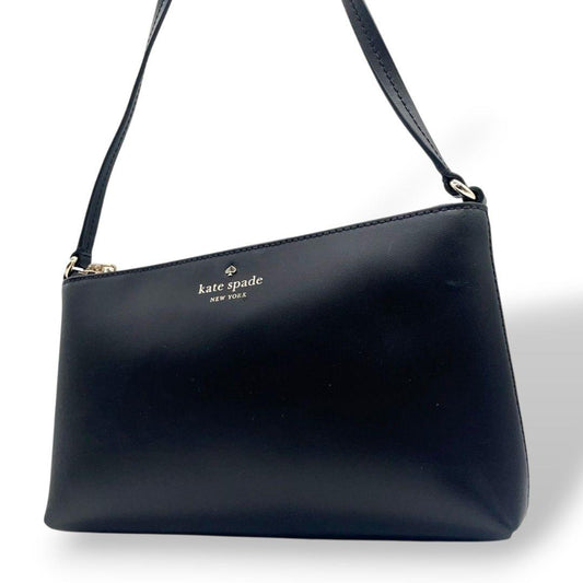ケイトスペード　ショルダーバッグ　黒　ロゴ　レザー　斜め掛け可　u17　本革　ブラック　ゴールド金具　kate spade