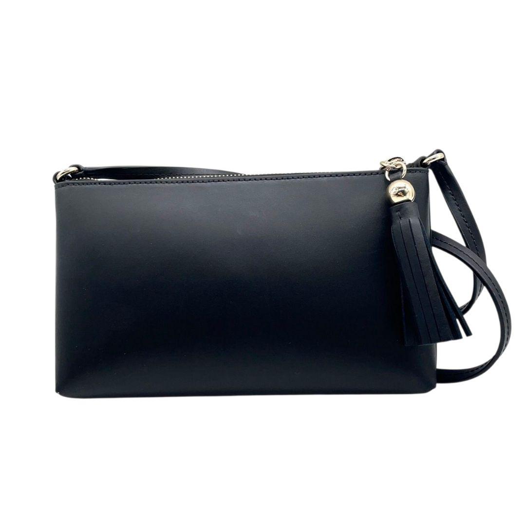 ケイトスペード　ショルダーバッグ　黒　ロゴ　レザー　斜め掛け可　u17　本革　ブラック　ゴールド金具　kate spade