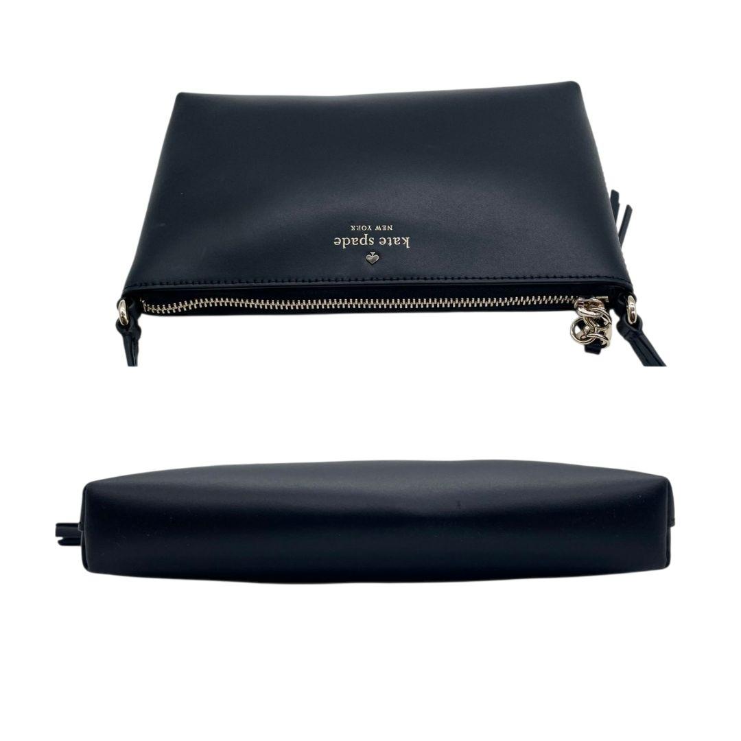 ケイトスペード　ショルダーバッグ　黒　ロゴ　レザー　斜め掛け可　u17　本革　ブラック　ゴールド金具　kate spade