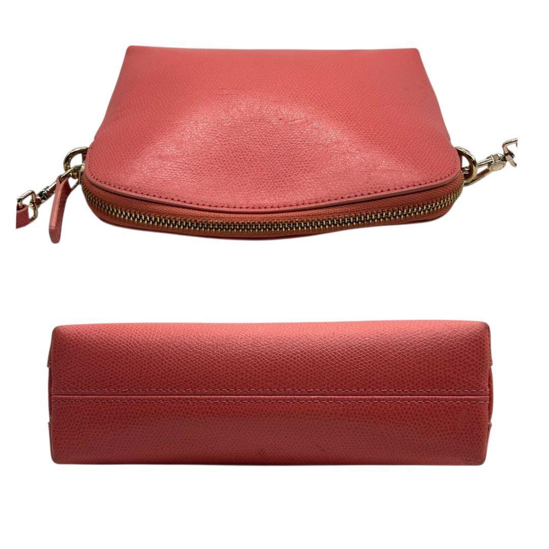 フルラ FURLA ショルダーバッグ 斜め掛け可 レッド コーラル レザー 本革 ロゴプレート ゴールド金具 s74 レディース