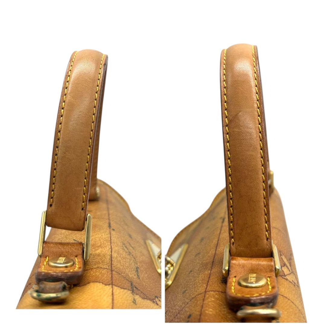 プリマクラッセ ハンドバッグ 茶 ブラウン 地図柄 世界地図 フラップ 2way トートバッグ ショルダーバッグ 斜め掛け可 PVC ゴールド金具 s50 PRIMA CLASSE