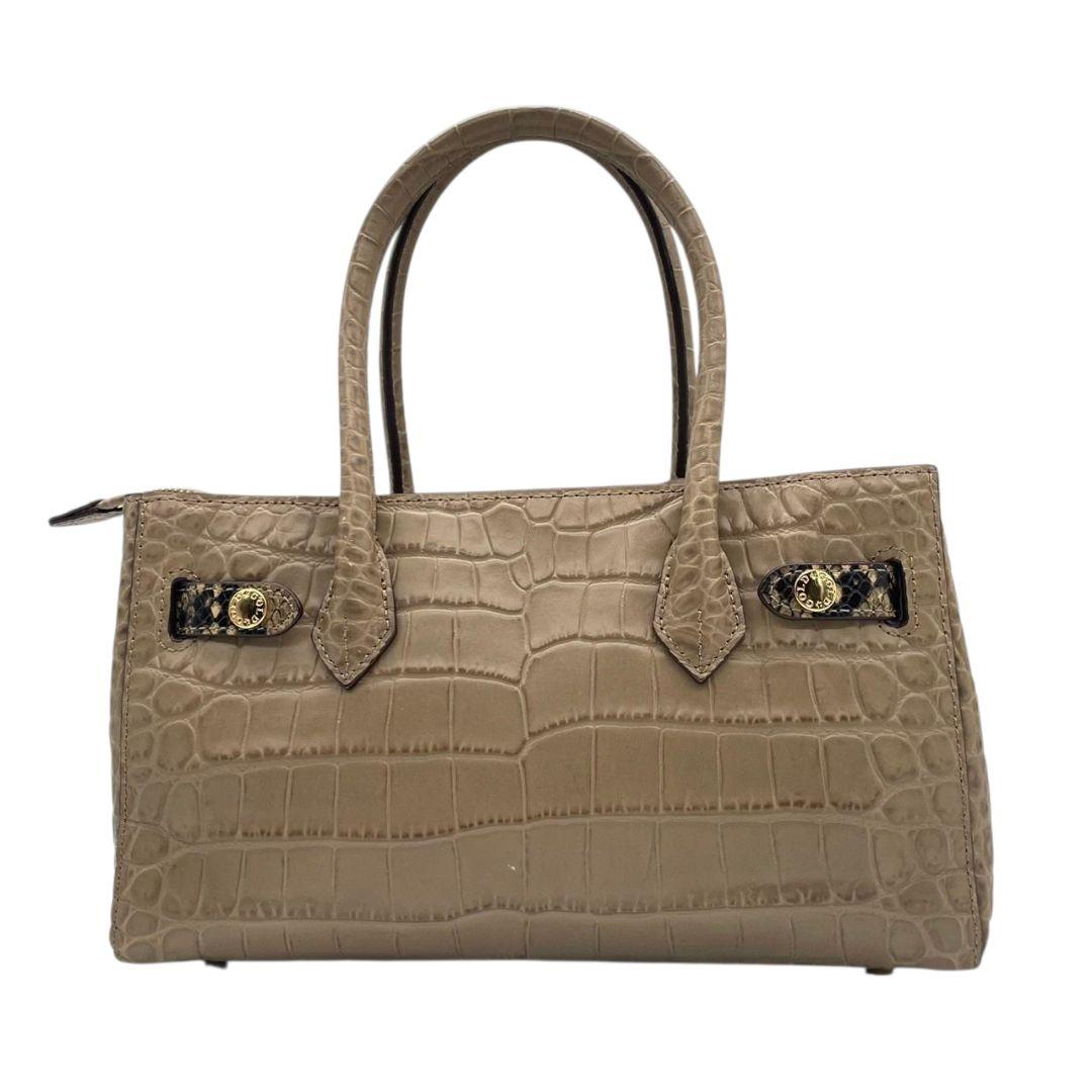 極美品　ココセリュックスゴールド　ハンドバッグ　ベージュ　型押しレザー　2way　トートバッグ　ショルダーバッグ　斜め掛け可　南京錠付き　本革　鍵付き　ロゴプレート　ゴールド金具