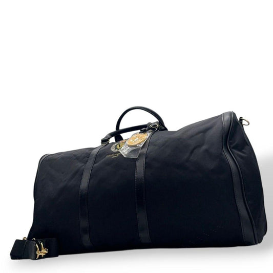 ヴァレンティノガラヴァーニ ボストンバッグ 黒 Vロゴ 2way キャンバス X トートバッグ ハンドバッグ A4収納 レザー 本革 自立可 斜め掛け可 ワンショルダー ブラック Valentino Garavani