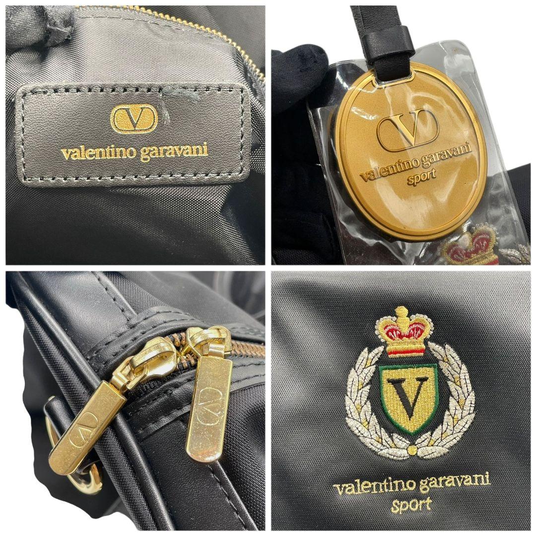ヴァレンティノガラヴァーニ ボストンバッグ 黒 Vロゴ 2way キャンバス X トートバッグ ハンドバッグ A4収納 レザー 本革 自立可 斜め掛け可 ワンショルダー ブラック Valentino Garavani