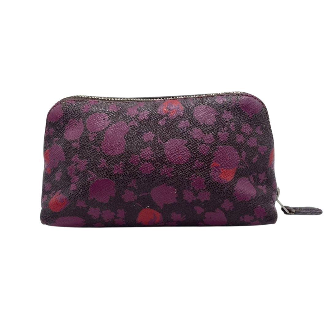 コーチ ポーチ 紫 パープル 花柄 レッド ロゴ PVC レザー 本革 COACH 53534 シルバー金具 おしゃれ かわいい 小物入れ 化粧ポーチ ブランド