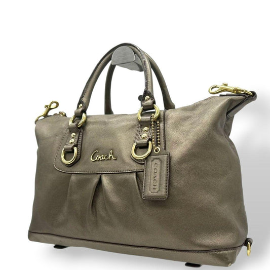 コーチ ハンドバッグ ゴールド ギャザー レザー トートバッグ 本革 ゴールド金具 ロゴタグ 自立可 COACH F15445 s47