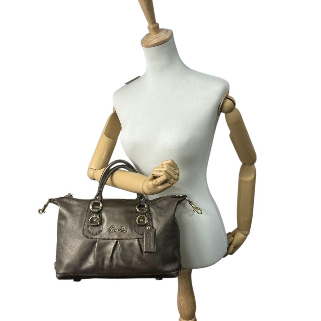 コーチ ハンドバッグ ゴールド ギャザー レザー トートバッグ 本革 ゴールド金具 ロゴタグ 自立可 COACH F15445 s47