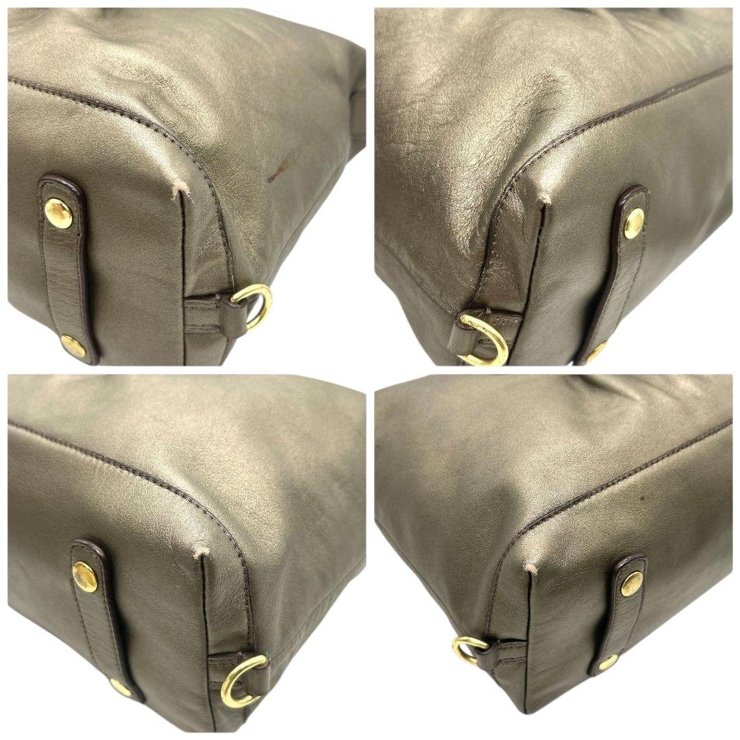 コーチ ハンドバッグ ゴールド ギャザー レザー トートバッグ 本革 ゴールド金具 ロゴタグ 自立可 COACH F15445 s47