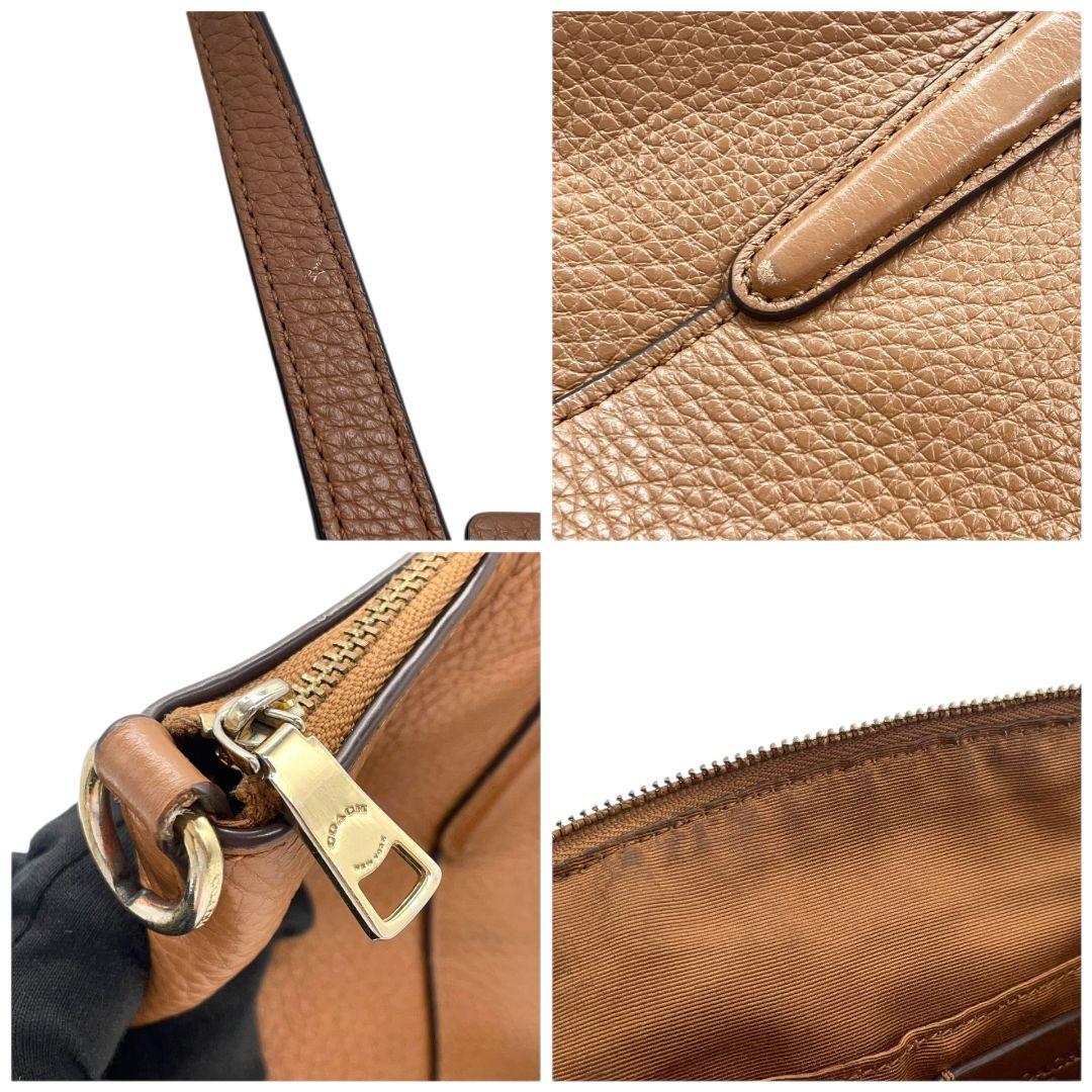 コーチ ハンドバッグ 茶 2way チェーン 斜め掛け可 レザー ロゴ s9 本革 ショルダーバッグ トートバッグ ブラウン ゴールド金具 ロゴタグ F28993