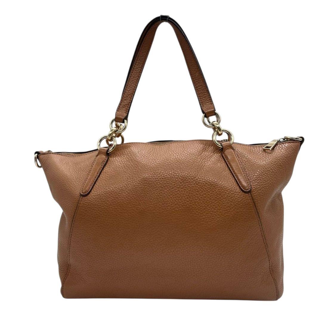 コーチ ハンドバッグ 茶 2way チェーン 斜め掛け可 レザー ロゴ s9 本革 ショルダーバッグ トートバッグ ブラウン ゴールド金具 ロゴタグ F28993