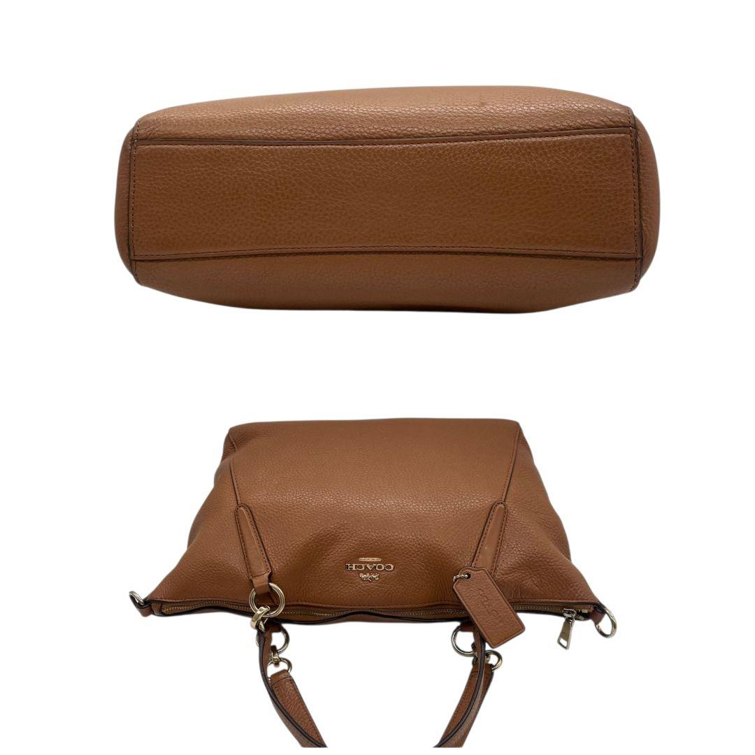 コーチ ハンドバッグ 茶 2way チェーン 斜め掛け可 レザー ロゴ s9 本革 ショルダーバッグ トートバッグ ブラウン ゴールド金具 ロゴタグ F28993