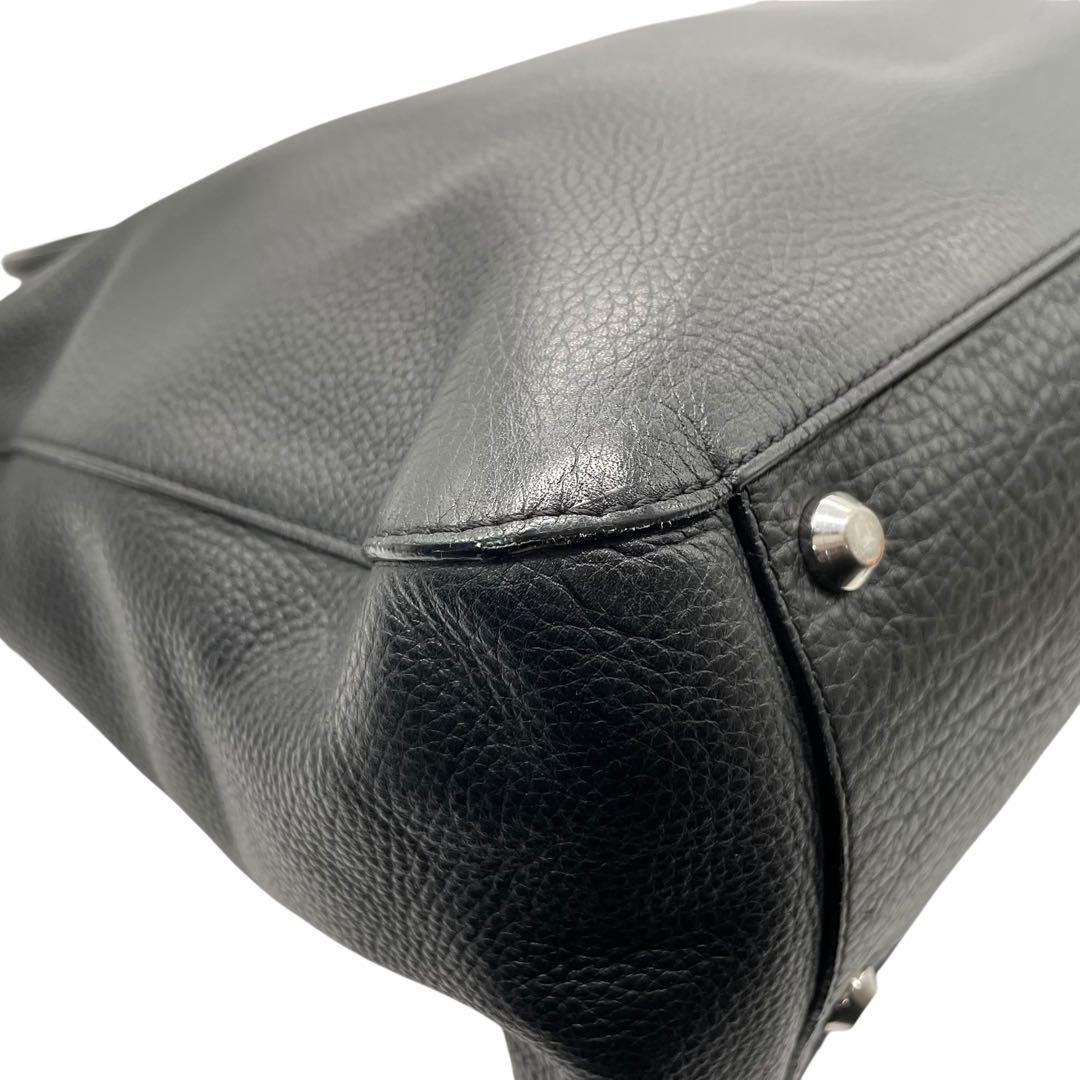 FARO トートバッグ ブラック Cartello Tote Large しぼ革 自立型 A4収納 フォーマル u15 本革 レザー ハンドバッグ ワンショルダーバッグ 肩掛け メンズ レディース ユニセックス 高級革 シルバー金具 ビジネス ファーロ