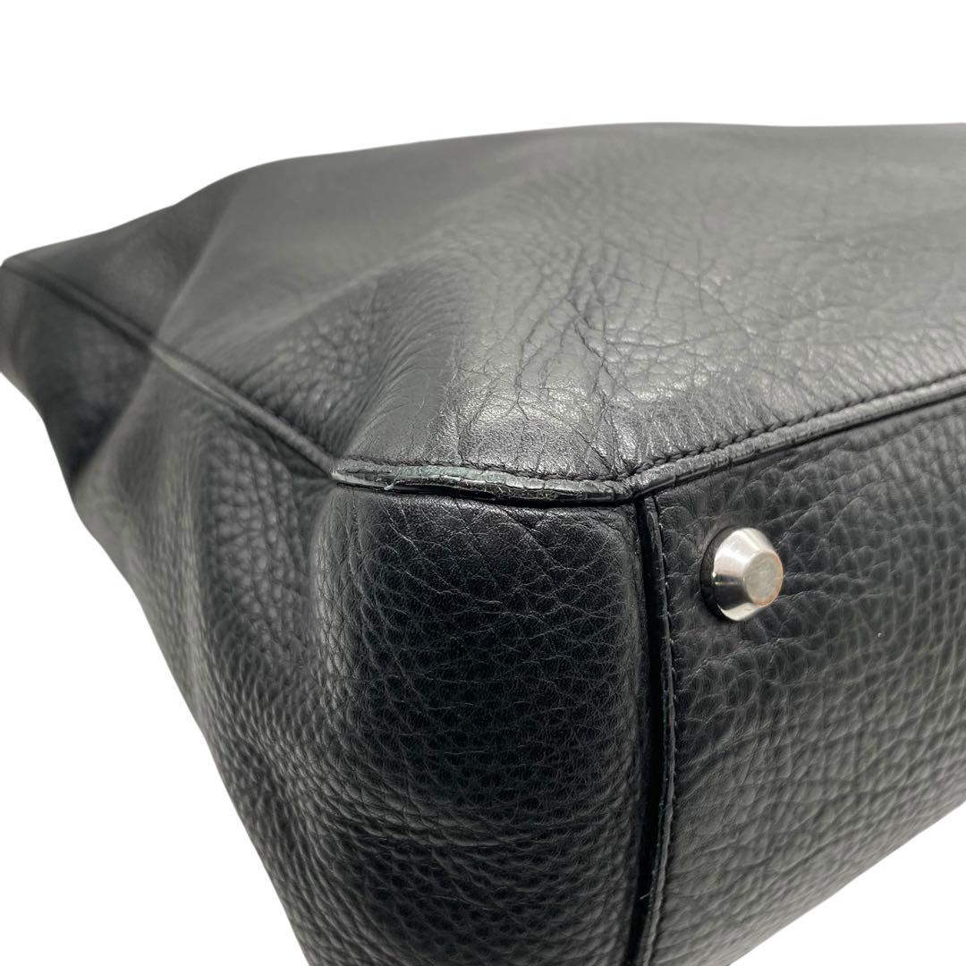 FARO トートバッグ ブラック Cartello Tote Large しぼ革 自立型 A4収納 フォーマル u15 本革 レザー ハンドバッグ ワンショルダーバッグ 肩掛け メンズ レディース ユニセックス 高級革 シルバー金具 ビジネス ファーロ