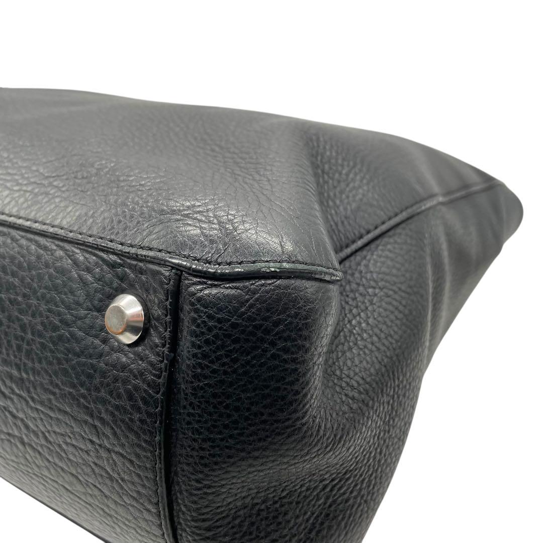 FARO トートバッグ ブラック Cartello Tote Large しぼ革 自立型 A4収納 フォーマル u15 本革 レザー ハンドバッグ ワンショルダーバッグ 肩掛け メンズ レディース ユニセックス 高級革 シルバー金具 ビジネス ファーロ