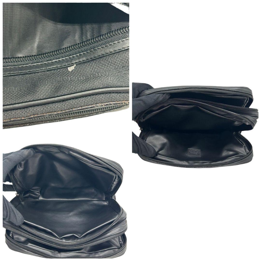 GIANNI VERSACE ジャンニヴェルサーチ セカンドバッグ クラッチ 黒 ブラック メデューサ 総柄 ナイロン ロゴ 自立可 シルバー金具 ブランドロゴ U9